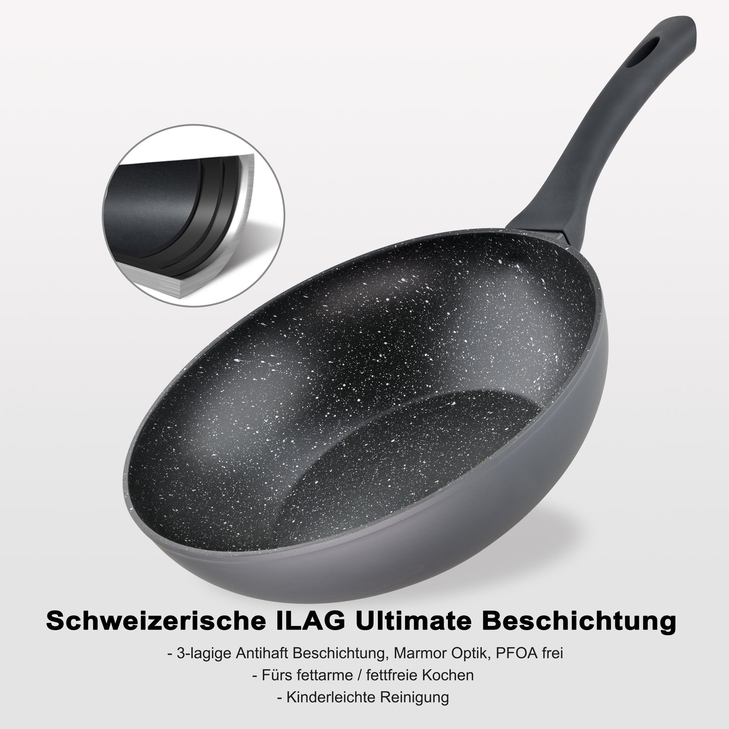 Linnuo® Classic-Line Antihaft Wokpfanne mit Deckel