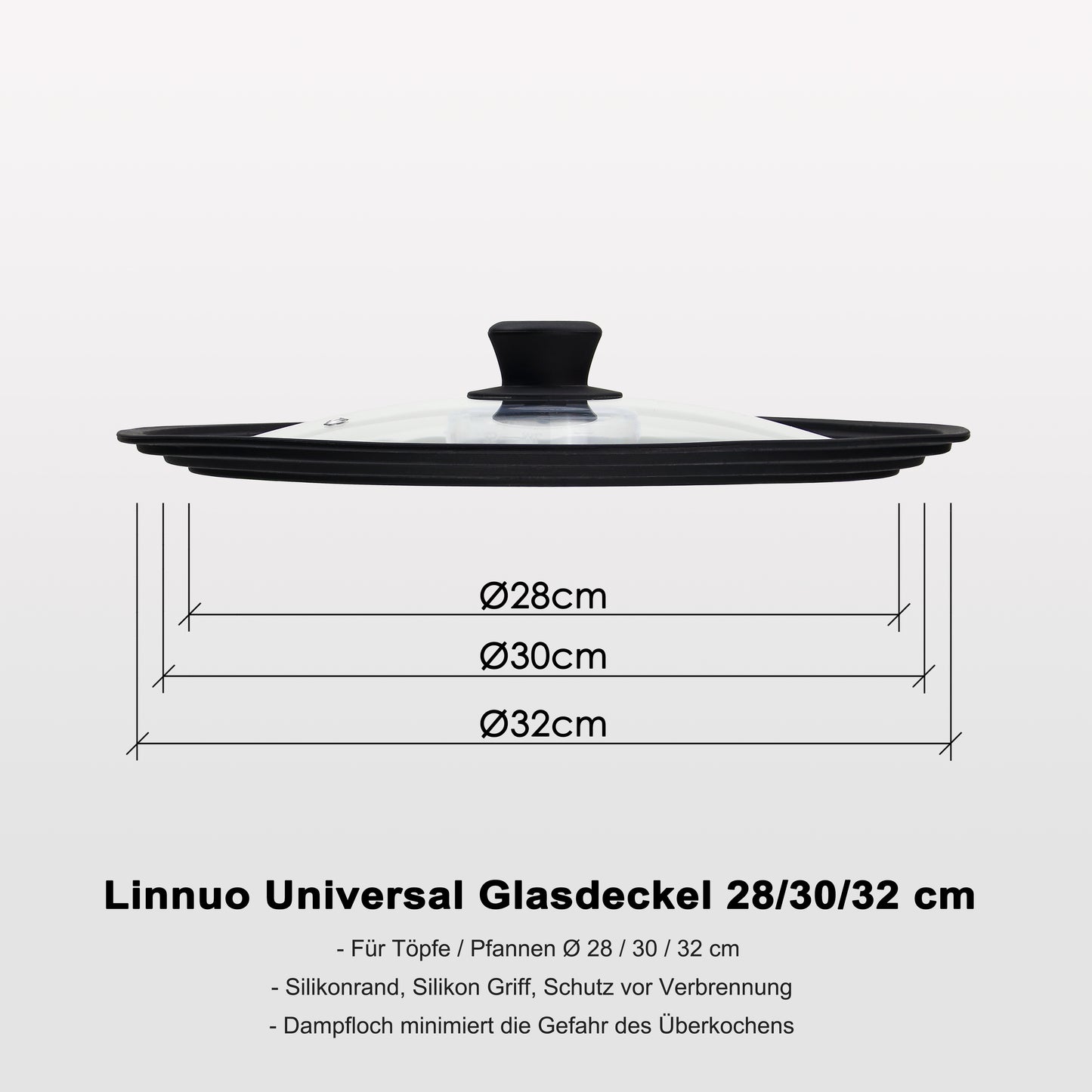 Linnuo® Universaldeckel Topf-/ Pfannendeckel (28-30-32 cm)