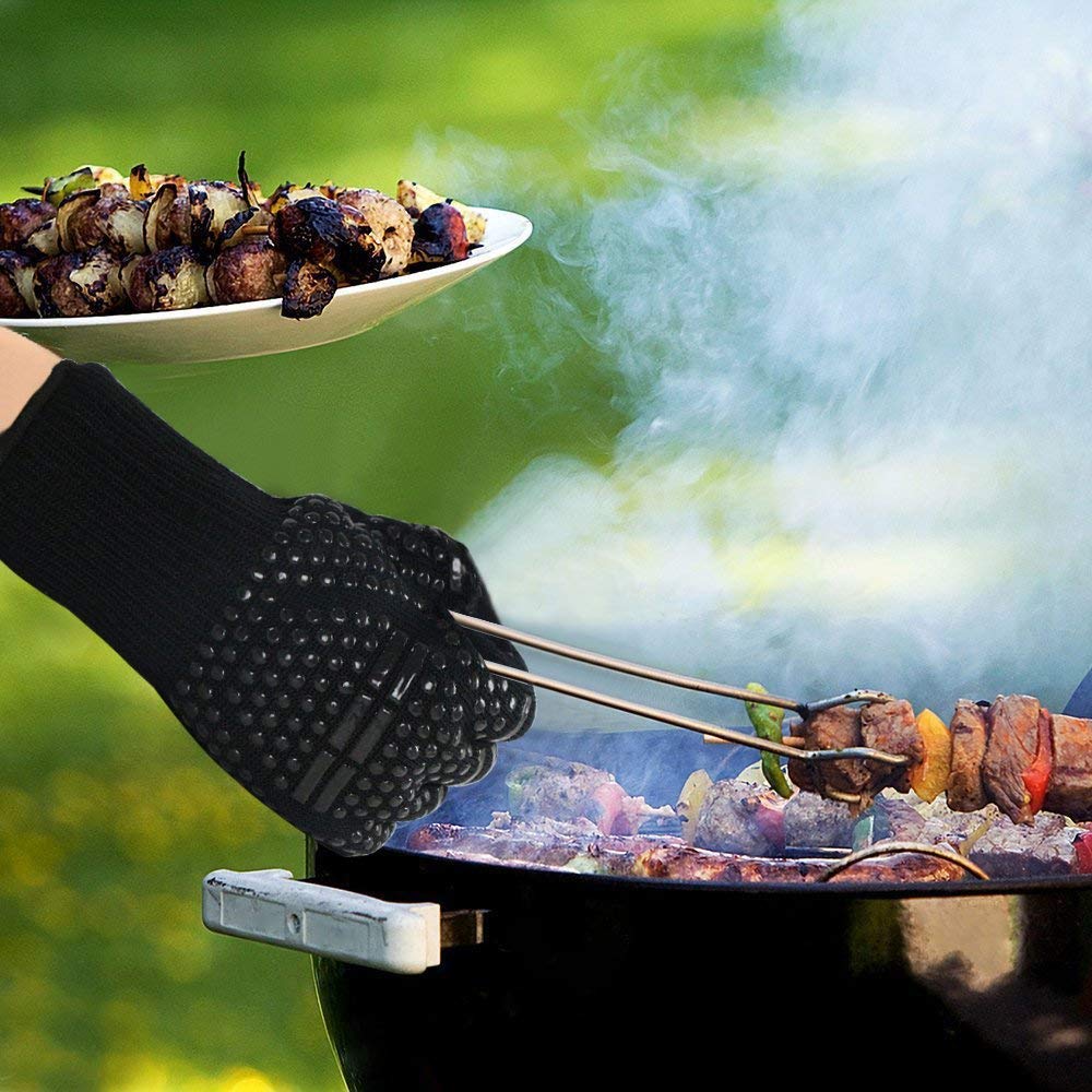 Linnuo® 1 Paar Grillhandschuhe / Ofenhandschuhe, hitzebeständig, 33 cm