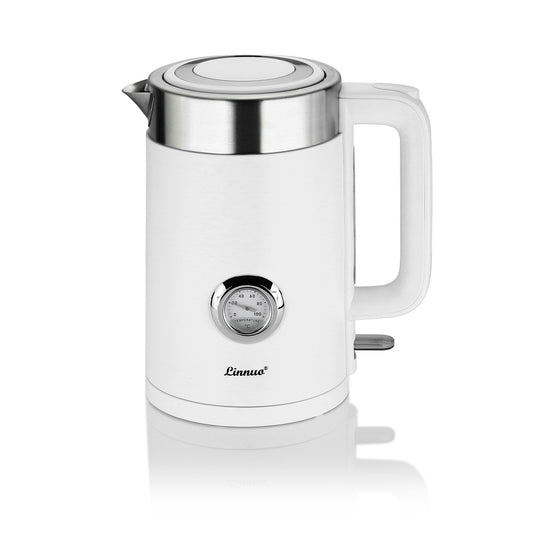 Linnuo® Wasserkocher (weiß, 1,7 Liter, mit Temperaturanzeige)