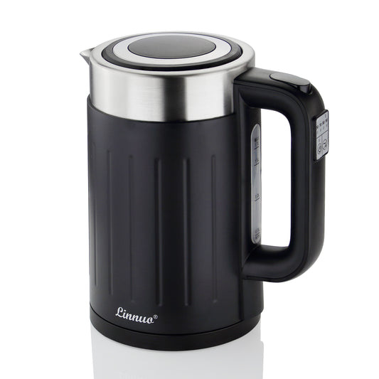 Linnuo® Wasserkocher (schwarz, 1,7 Liter, mit Temperaturwahl)