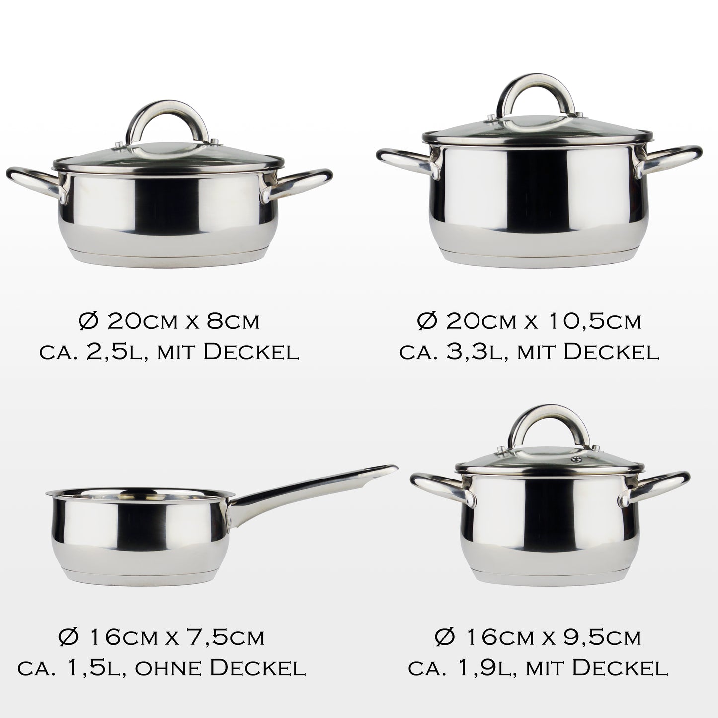 Linnuo® Eco-Line 7 tlg. Edelstahl Topfset