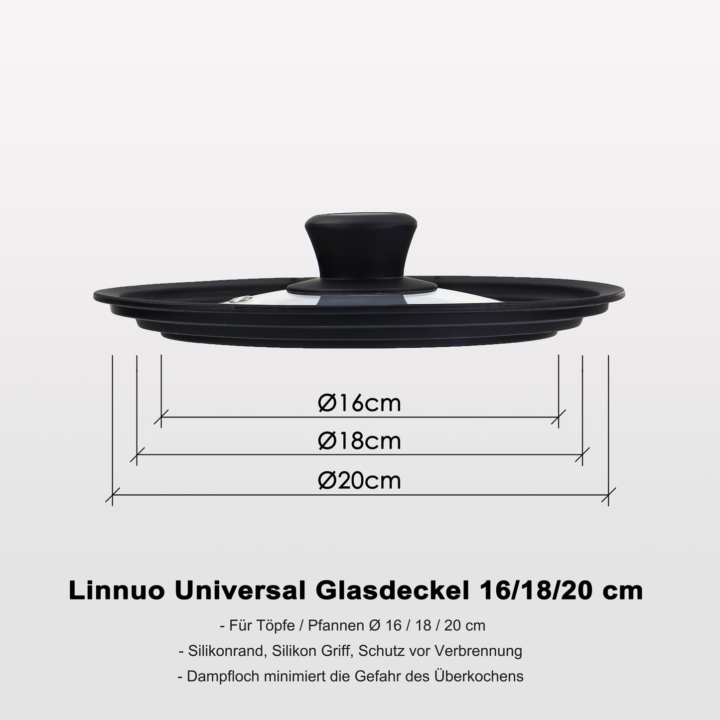 Linnuo® Universaldeckel Topf-/ Pfannendeckel (16-18-20 cm)