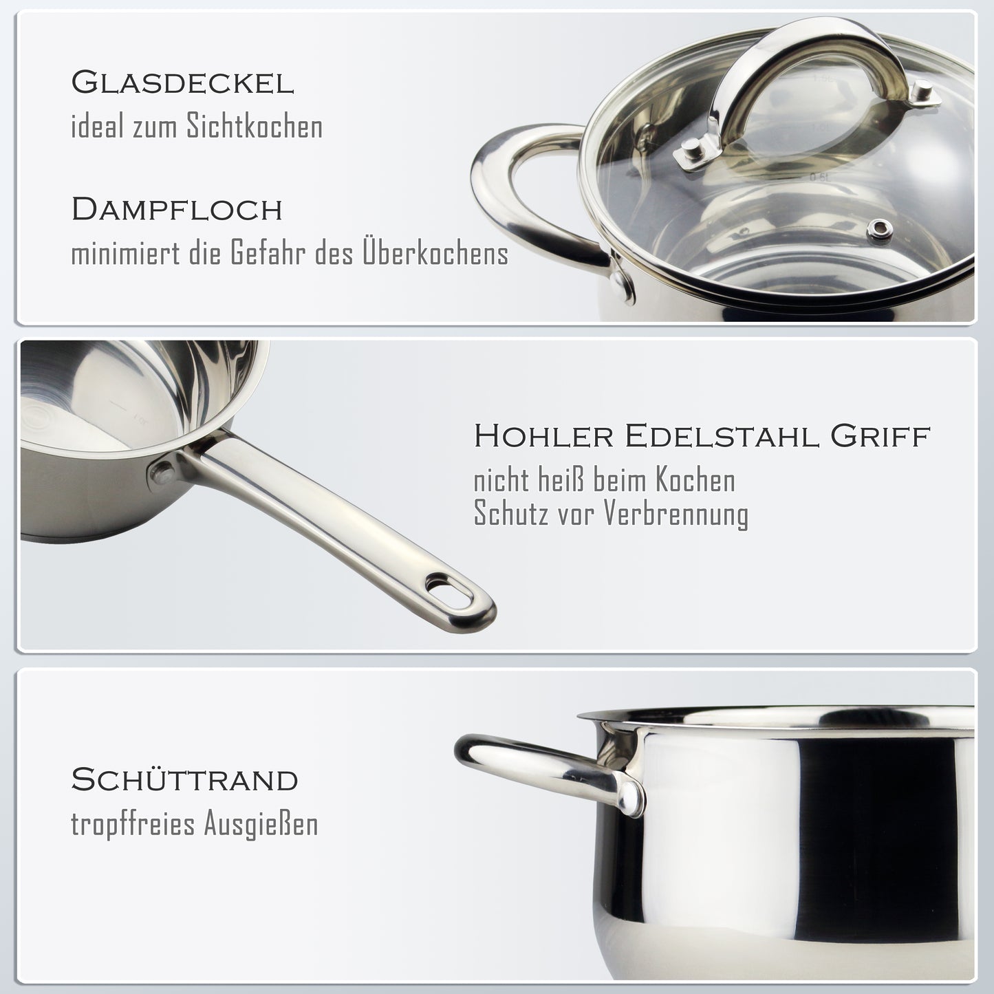 Linnuo® Eco-Line 7 tlg. Edelstahl Topfset