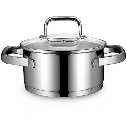 Linnuo® Profi-Line 1,5 l Edelstahl Topf mit Glasdeckel