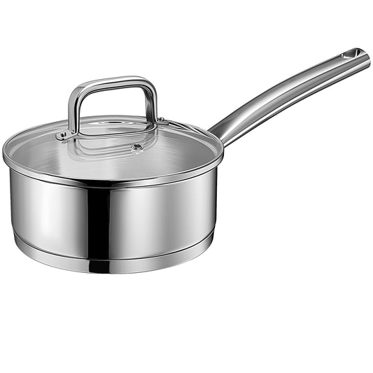 Linnuo® Profi-Line 1,2 l Edelstahl Kasserolle mit Glasdeckel