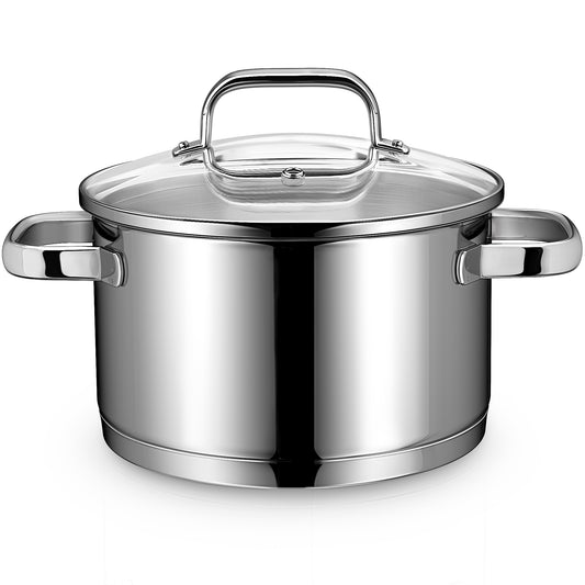 Linnuo® Profi-Line 3,5 l Edelstahl Topf mit Glasdeckel