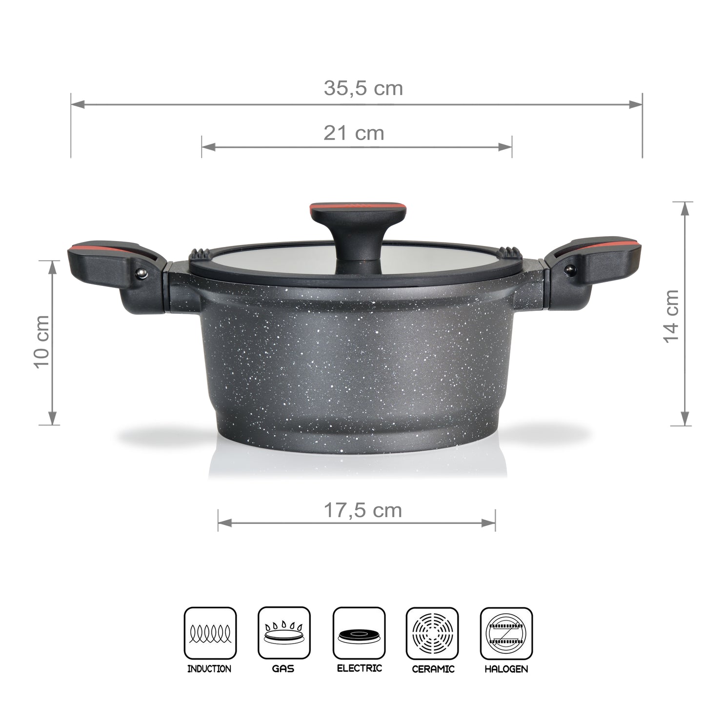 Linnuo® Premium-Line Aluguss Topf mit abnehmbarem Griff 20 cm