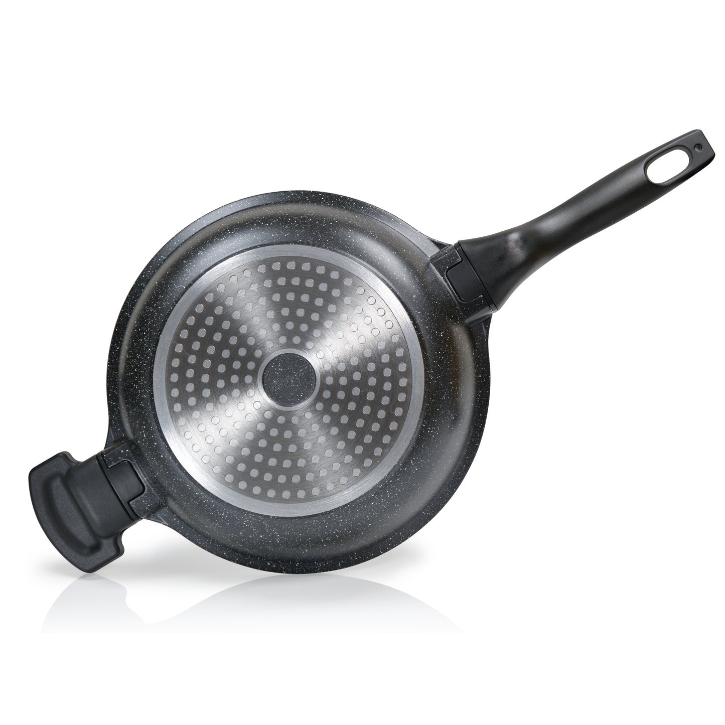 Linnuo® Premium-Line Aluguss Schmorpfanne mit abnehmbaren Griffen und Deckel 24 cm