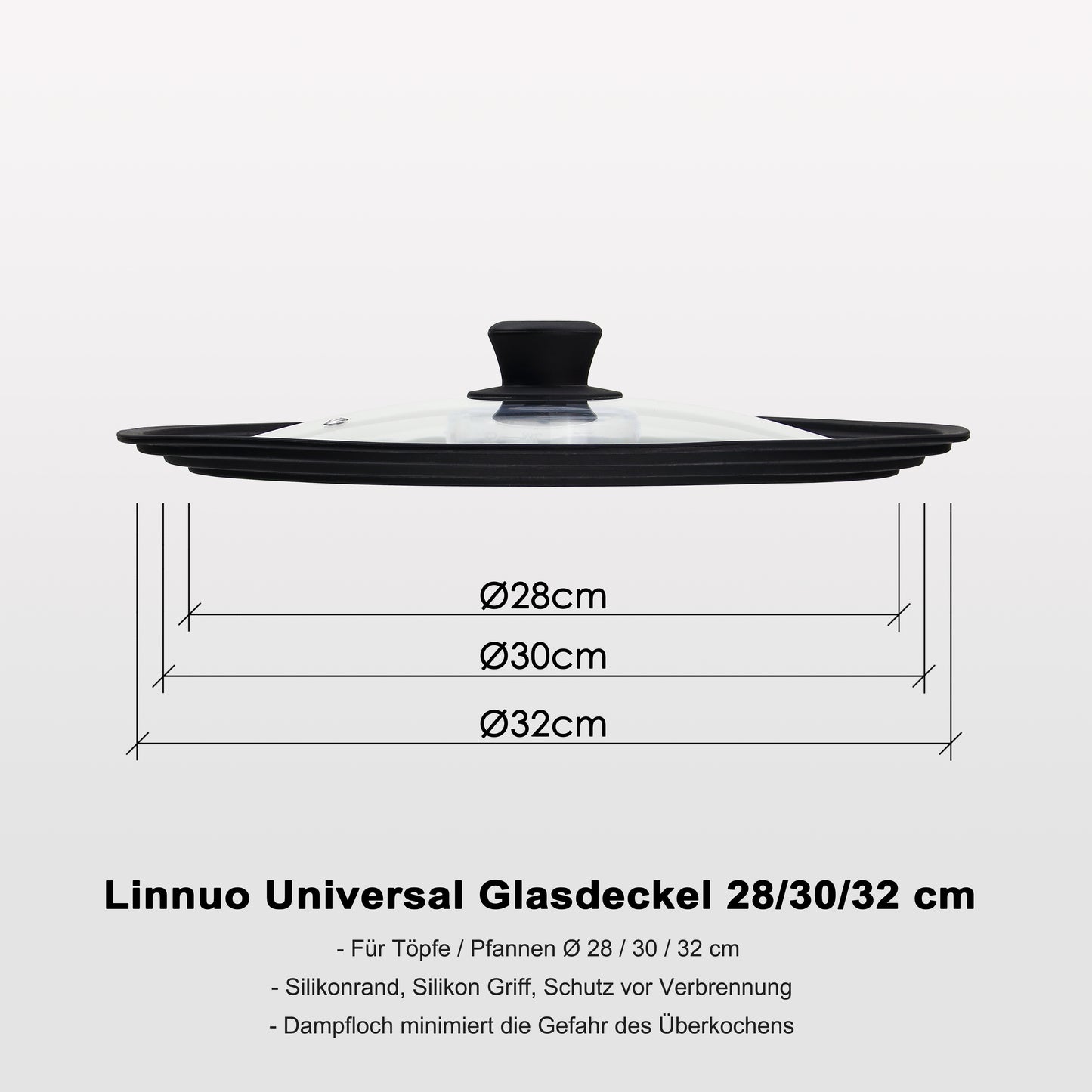 Linnuo® Universaldeckel Topf-/ Pfannendeckel (28-30-32 cm)