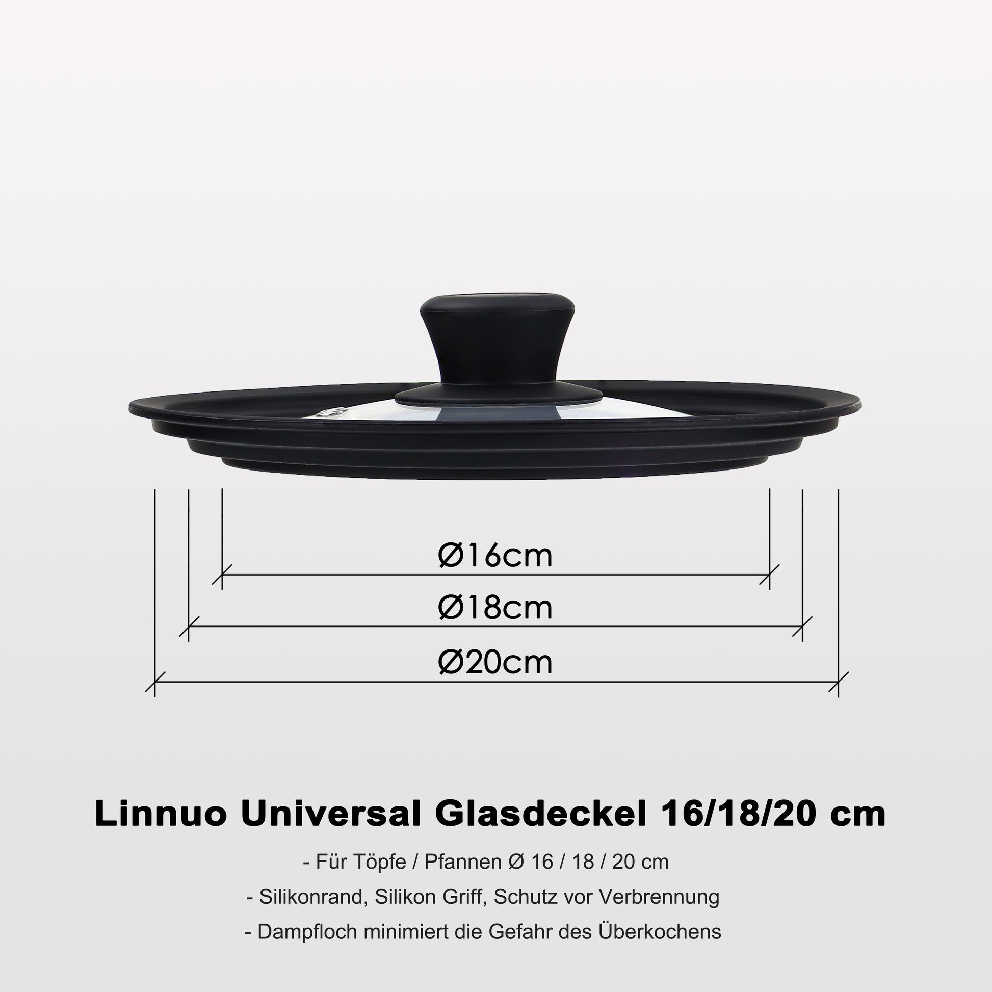 Linnuo® Universaldeckel (24-26-28 Pfannendeckel cm) Topf