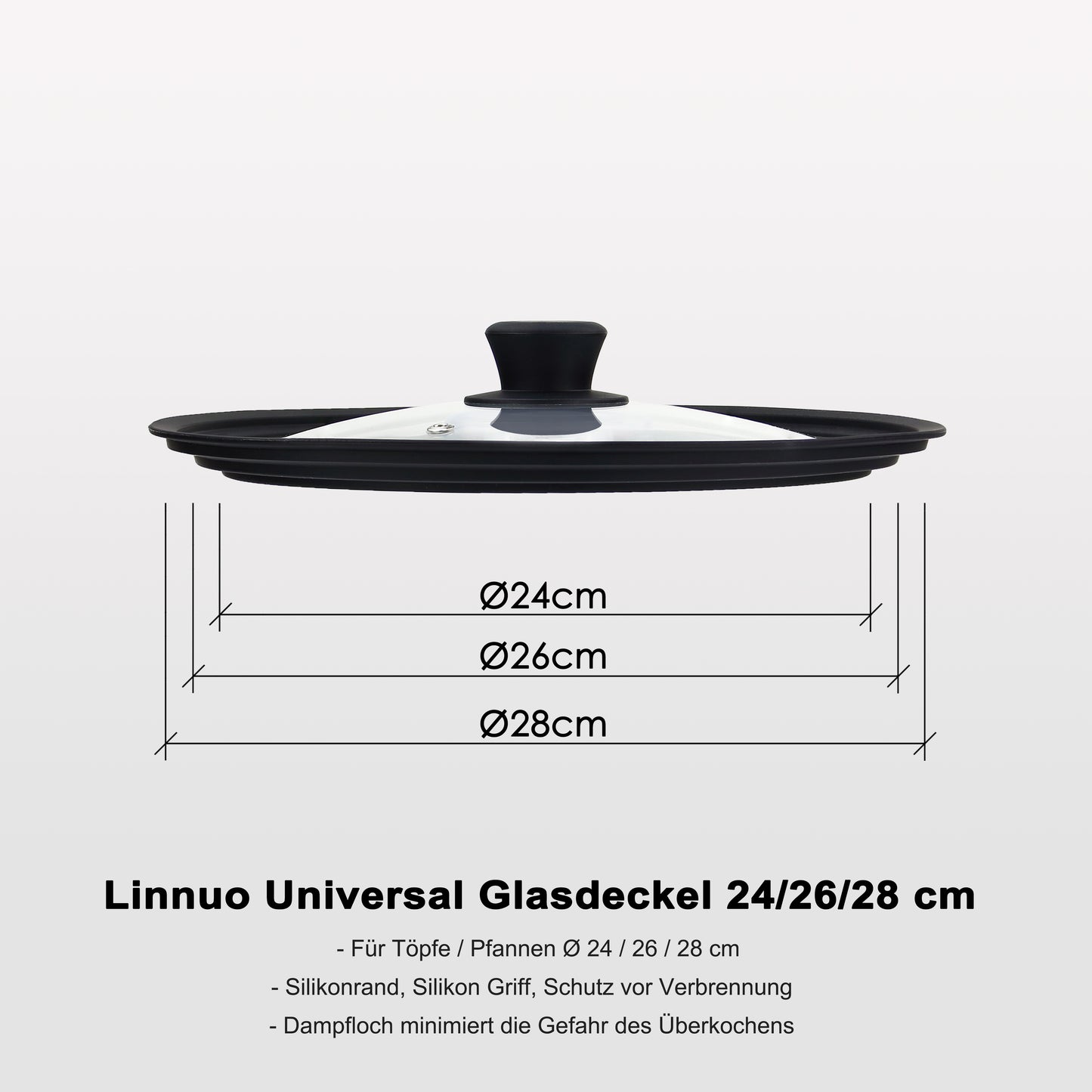 Linnuo® Universaldeckel Topf-/ Pfannendeckel (24-26-28 cm)