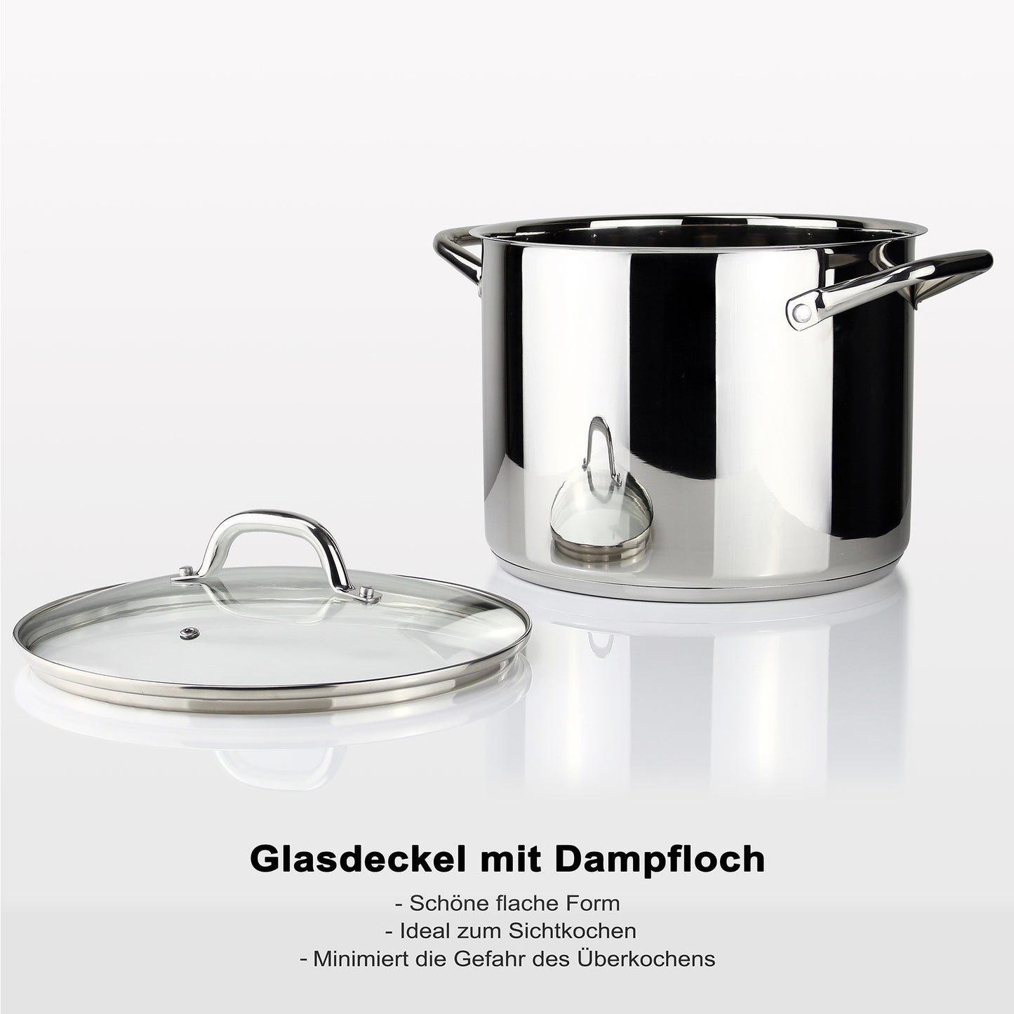 heiß Glasdeckel Griff Linnuo® Edelstahl-Topf 6,8 Comfort-Line l Induktion nicht